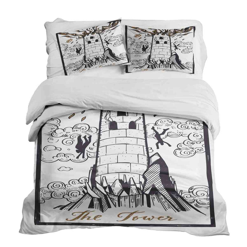 Set di biancheria da letto con coperta terapeutica bianca con torre