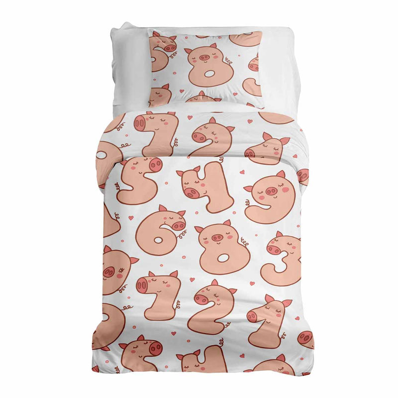 Set di biancheria da letto con coperte terapeutiche bianco con numeri e maiali