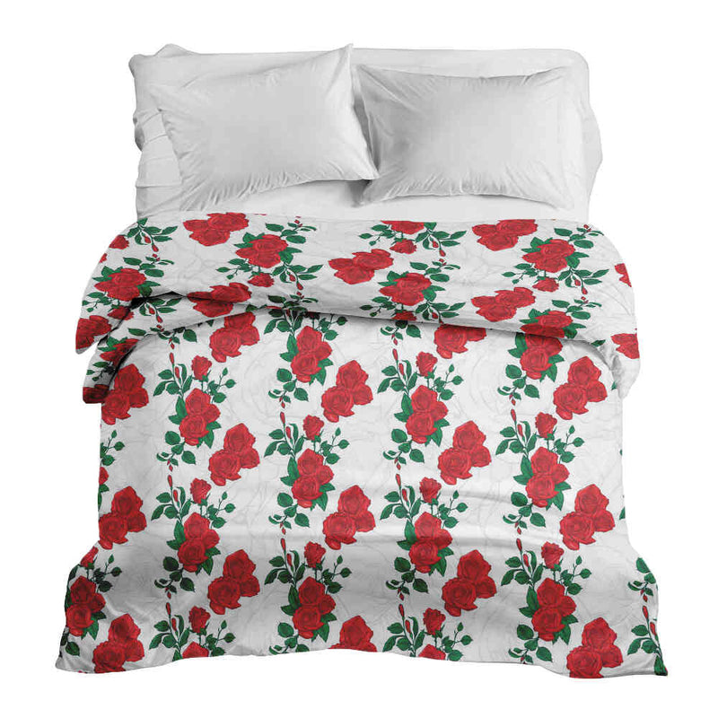 Coperta terapeutica originale - Rivestimento in cotone bianco con cespuglio di rose