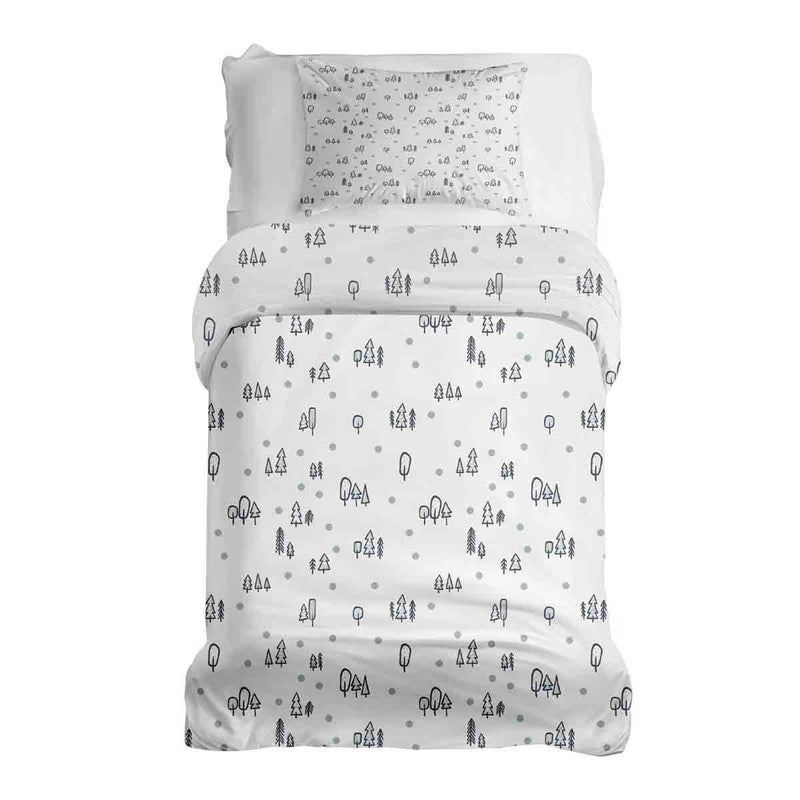 Set di biancheria da letto con coperte terapeutiche bianco con punti e alberi