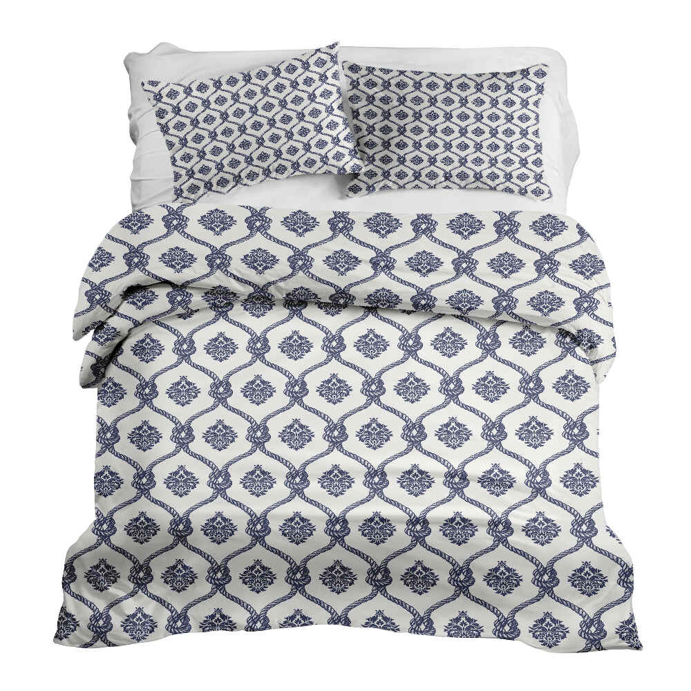 Set di biancheria da letto con coperta terapeutica motivo marinaresco blu