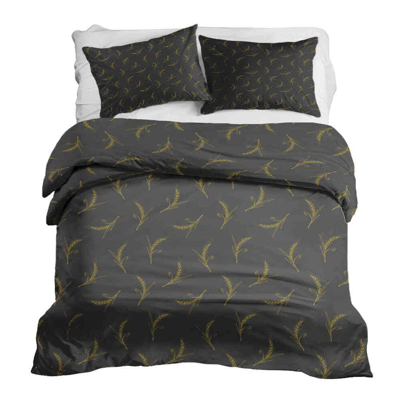 Set di biancheria da letto con coperta terapeutica grigia con grano