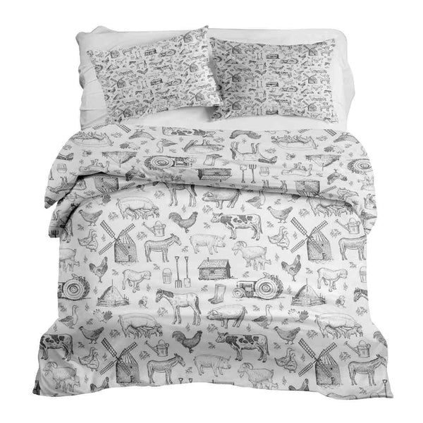 Set di biancheria da letto con coperta terapeutica grigio fattoria