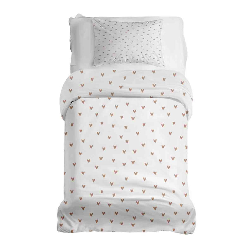 Set di biancheria da letto con coperta terapeutica bianca con cuoricini