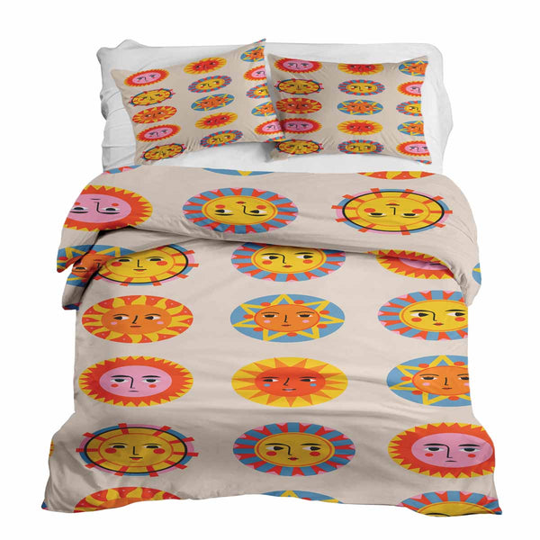 Set di biancheria da letto beige con sole per coperte terapeutiche