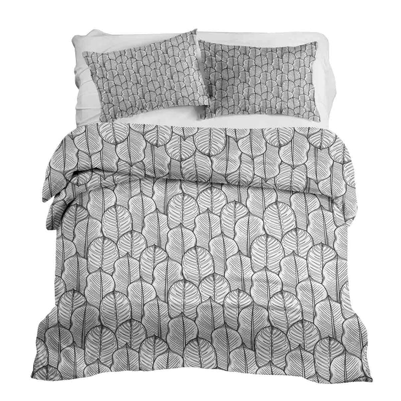 Set di biancheria da letto con coperte terapeutiche grigio con foglie di acero