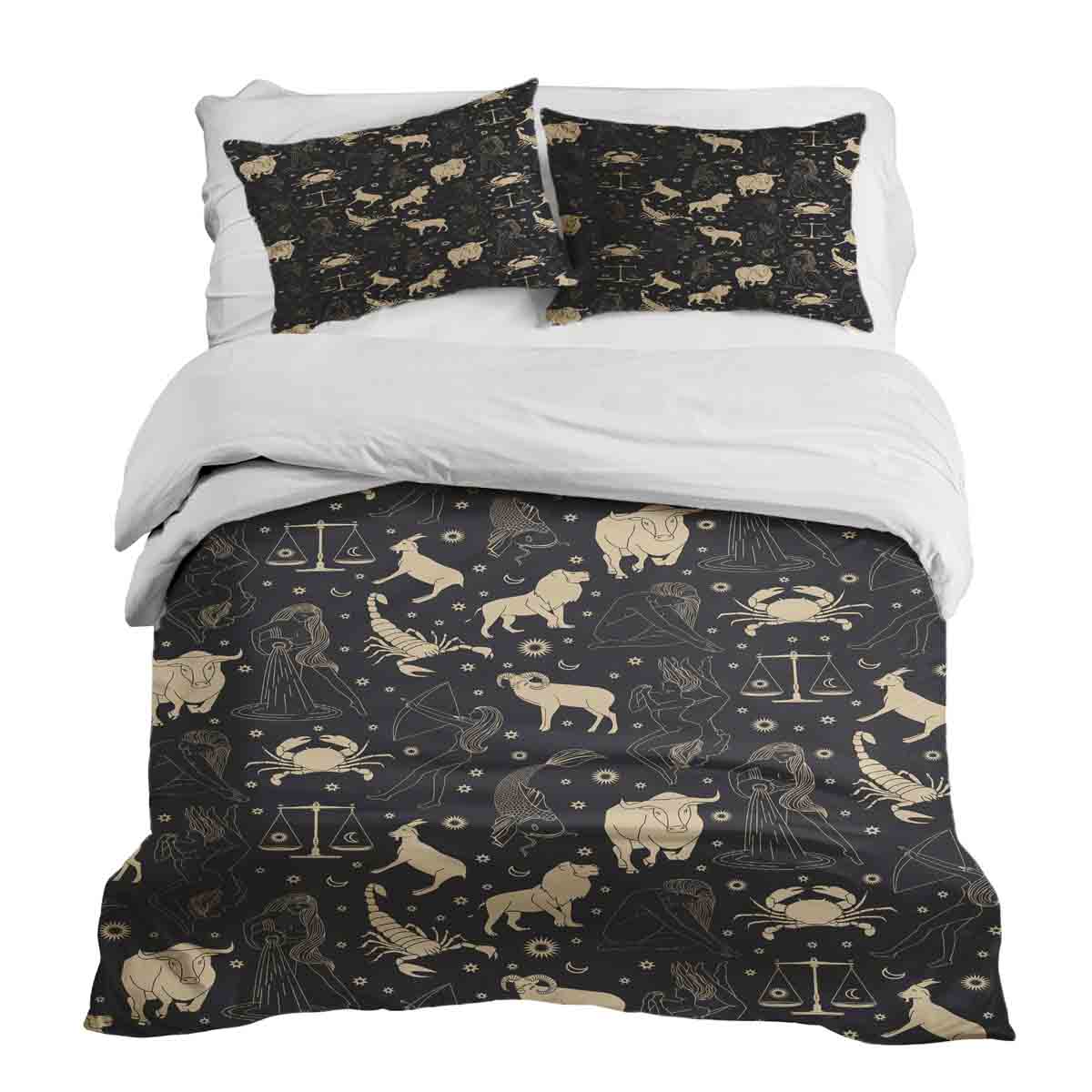 Set di biancheria da letto con coperta terapeutica nero costellazioni