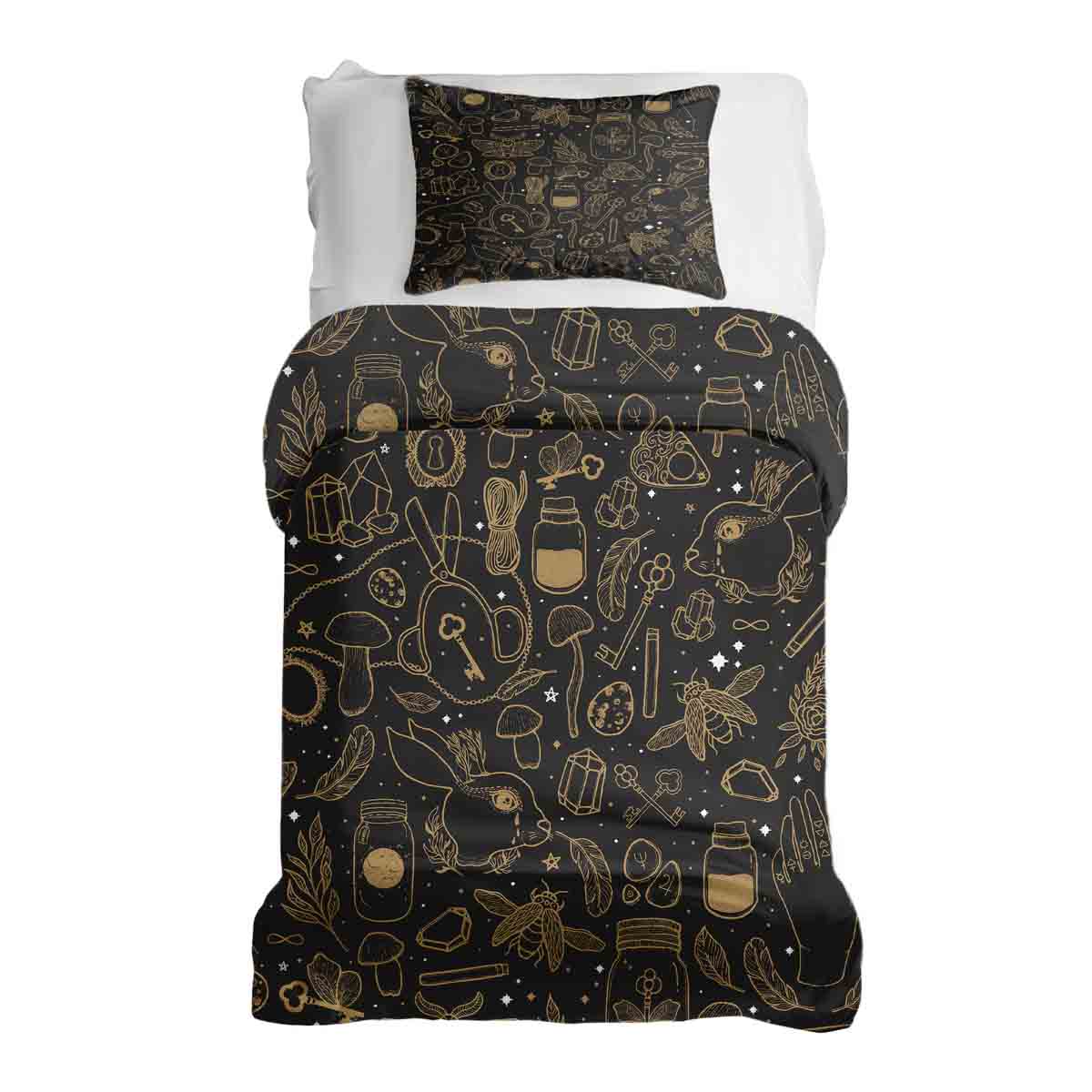 Set di biancheria da letto con coperta terapeutica nero magico