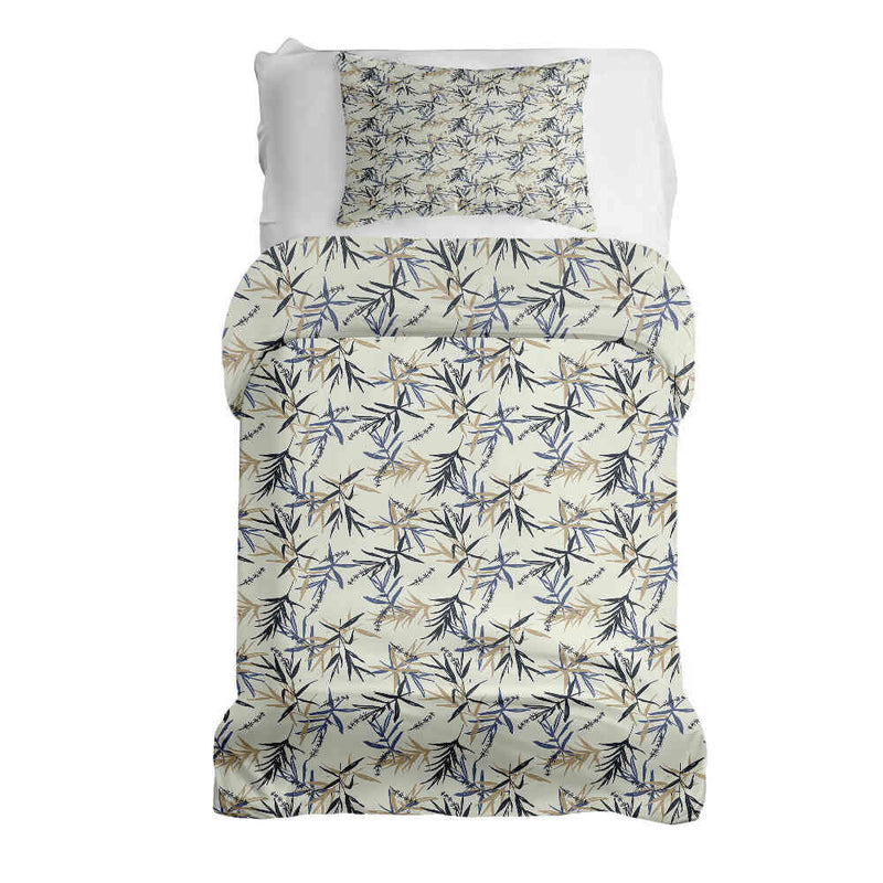 Set di biancheria da letto con coperta terapeutica motivo foglia beige