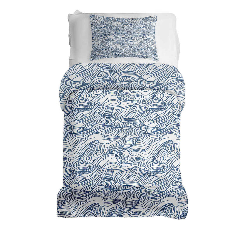 Set di biancheria da letto con coperte terapeutiche onde in blu