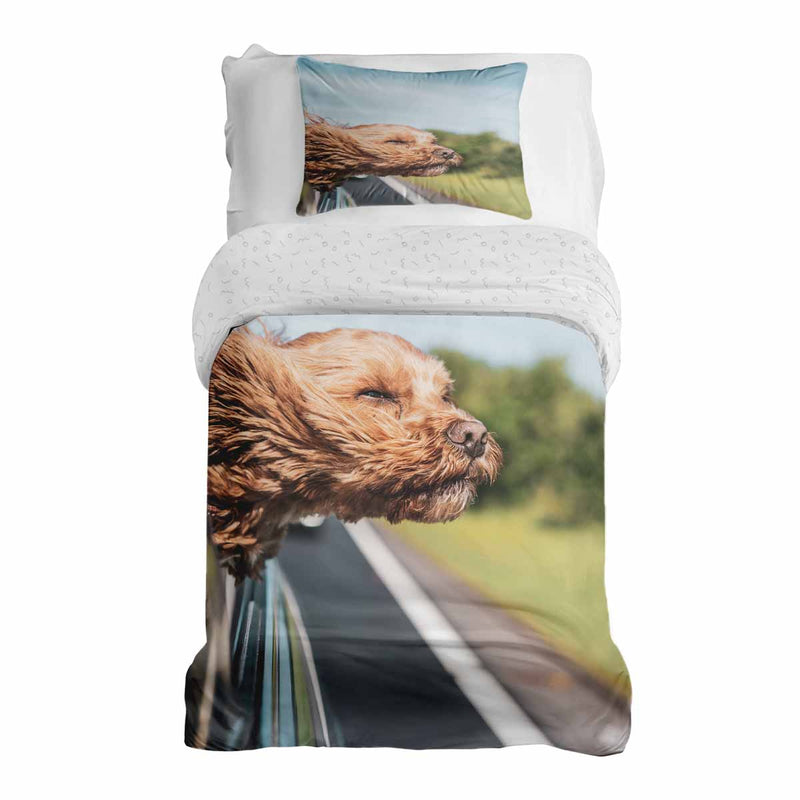 Set di biancheria da letto con coperta terapeutica con cane in auto