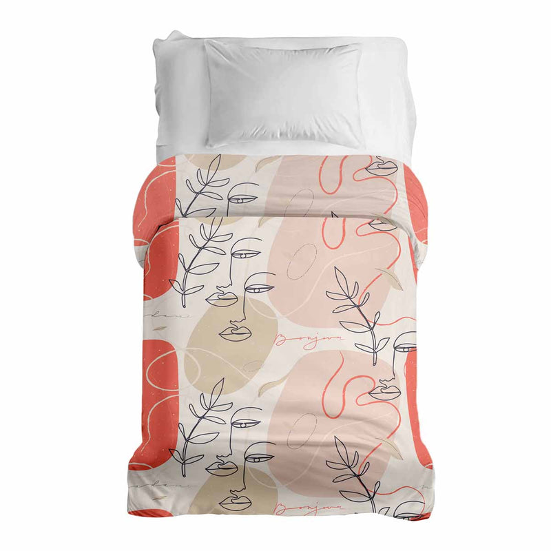 Coperta terapeutica originale - Rivestimento in cotone beige con volto astratto