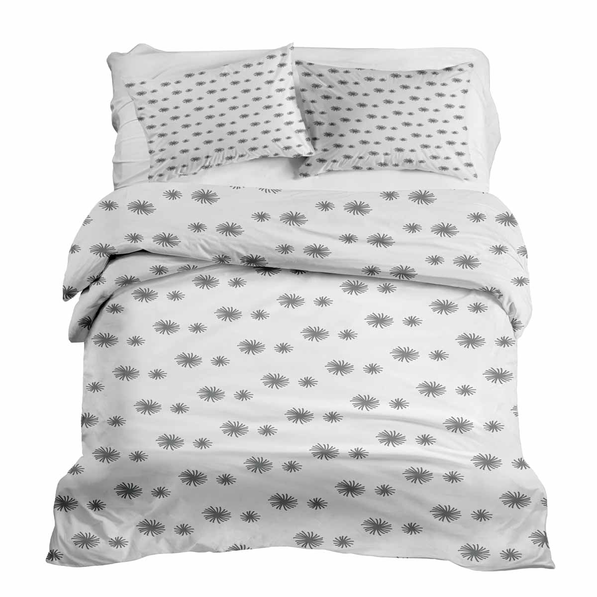 Set di biancheria da letto con coperte terapeutiche bianco con nappe grigie