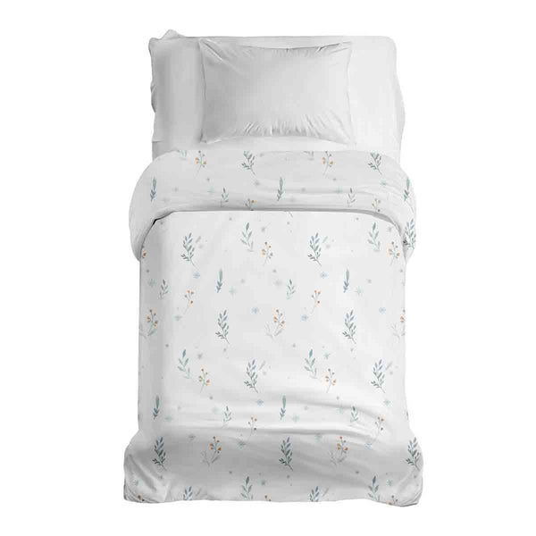 Coperta terapeutica originale - Rivestimento in cotone bianco con fiori primaverili