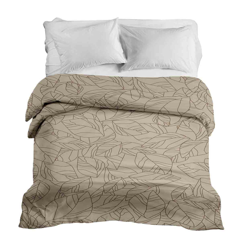 Coperta terapeutica originale - Rivestimento in cotone beige con motivo a foglia nero