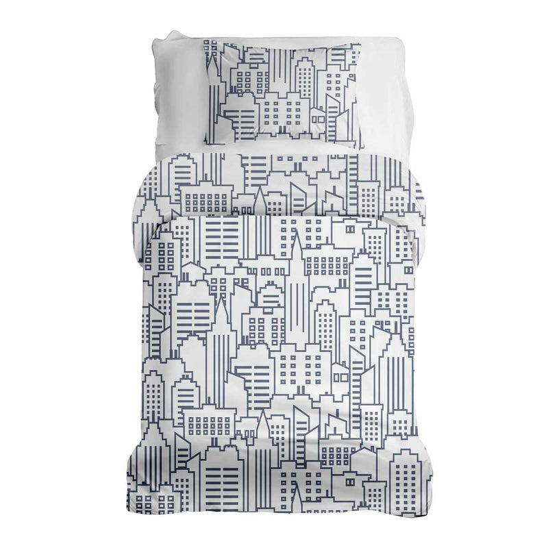 Set di biancheria da letto con coperta terapeutica bianca New York