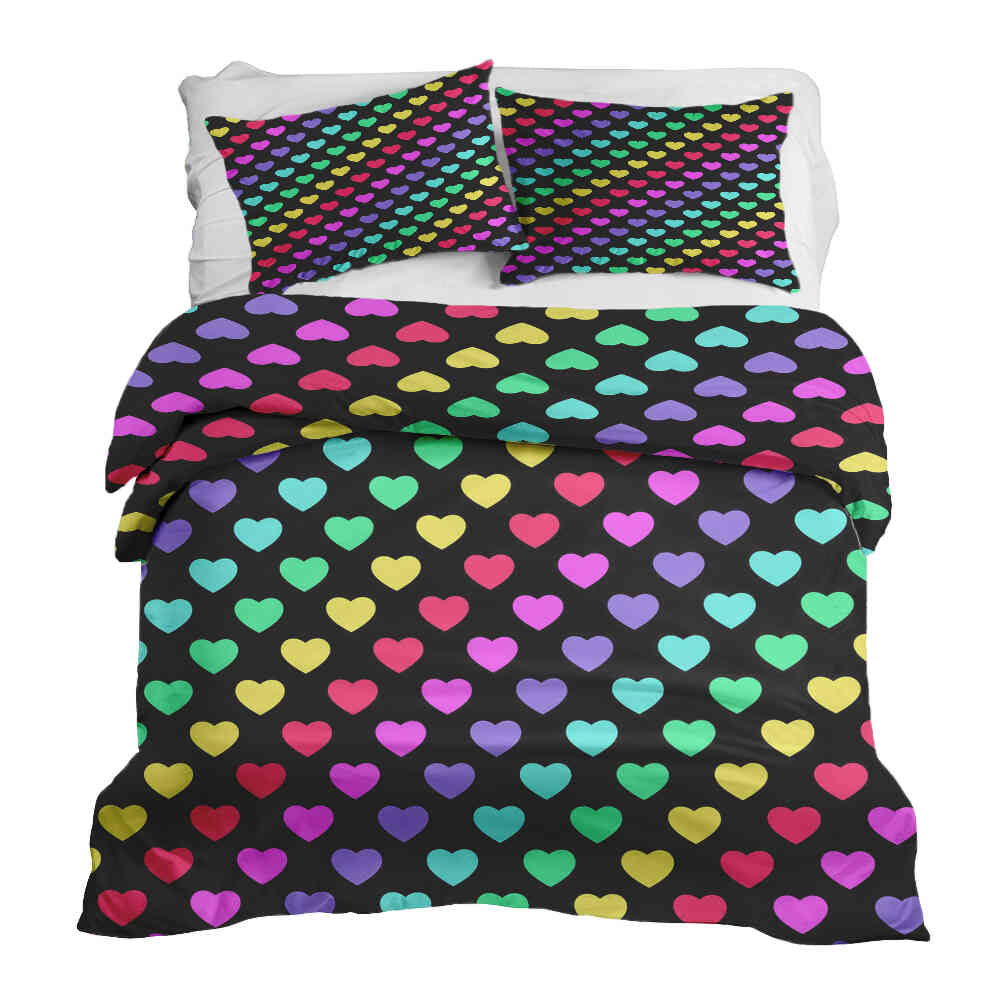 Set di biancheria da letto con coperte terapeutiche cuori colorati