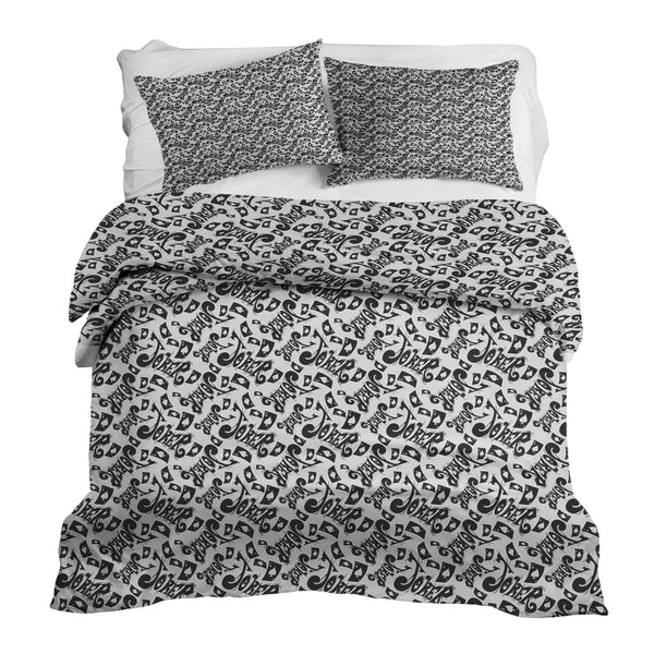 Set di biancheria da letto con coperta terapeutica scritta in nero Joker