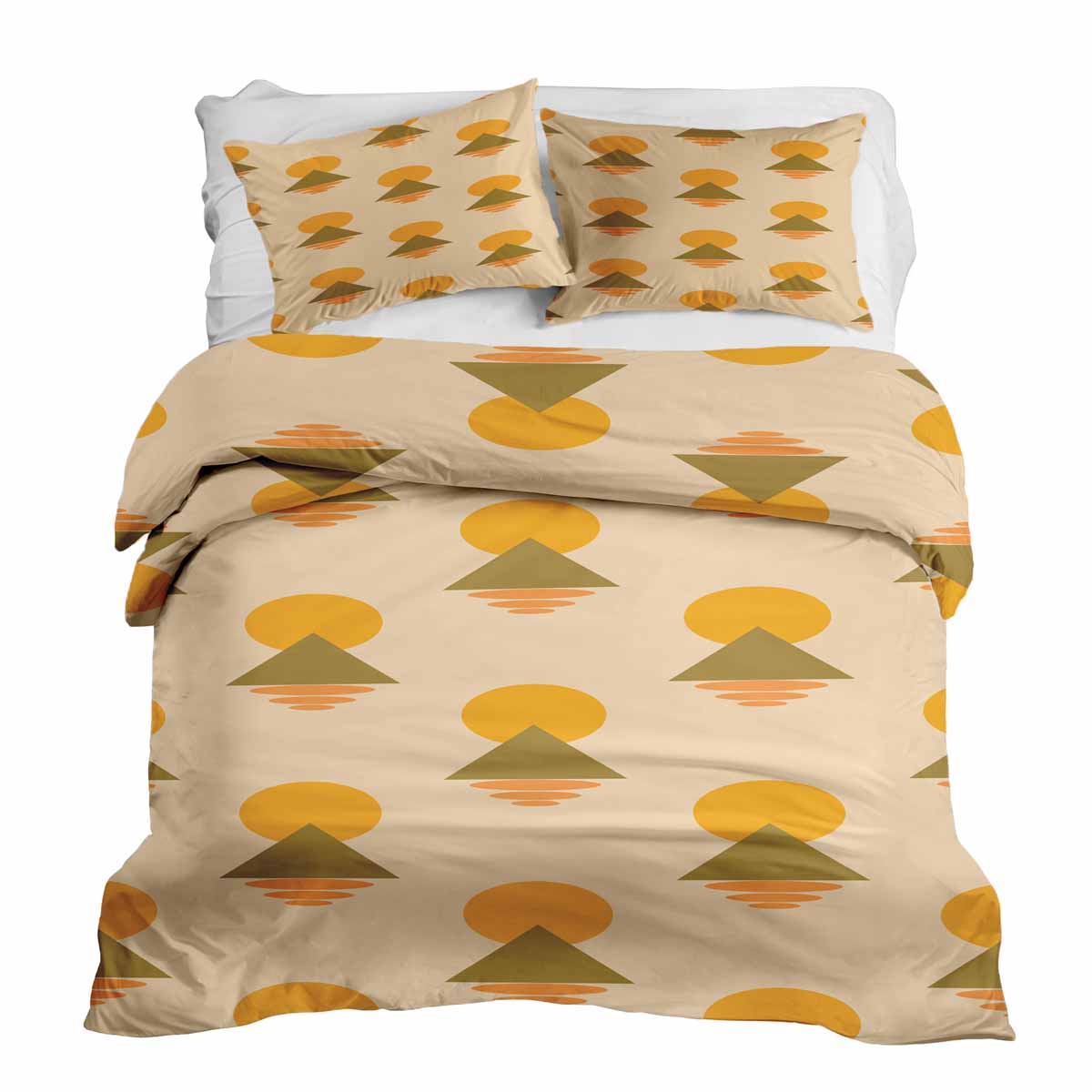Set di biancheria da letto con coperte terapeutiche e forme gialle