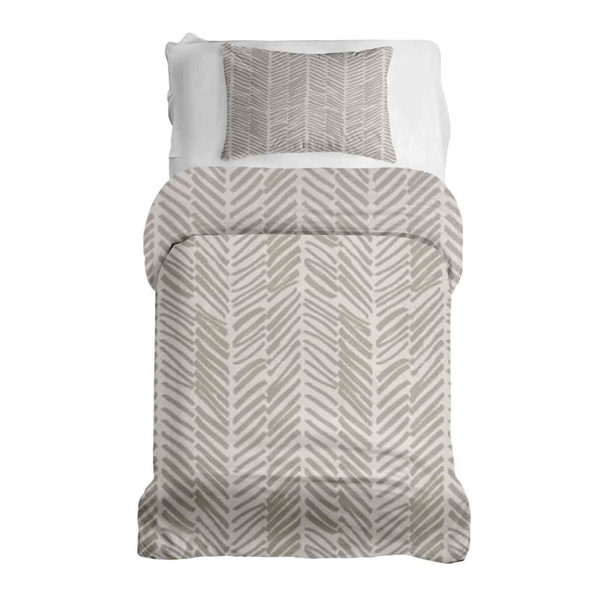 Set di biancheria da letto beige con coperte terapeutiche a righe