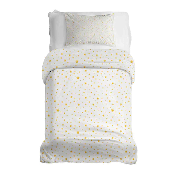 Set di biancheria da letto con coperte terapeutiche bianco con stelle gialle