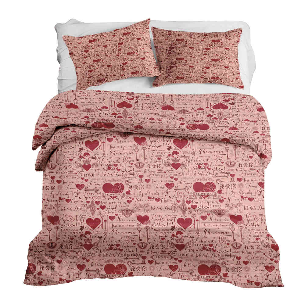 Set di biancheria da letto con coperta terapeutica rosa Ti amo