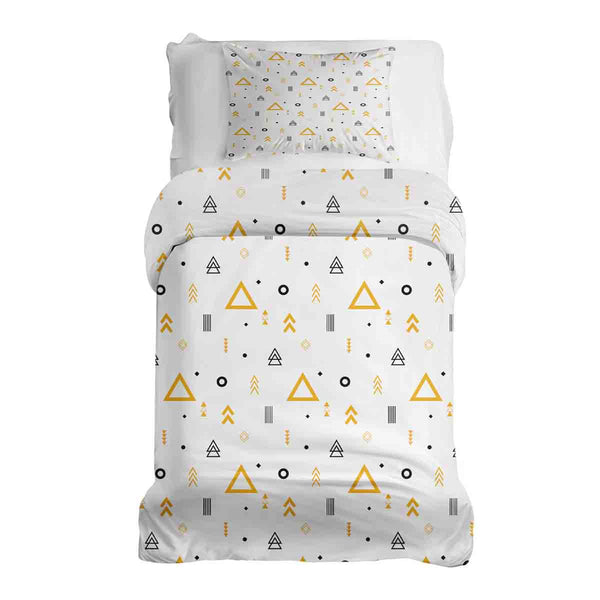 Set di biancheria da letto con coperte terapeutiche bianco con triangoli gialli