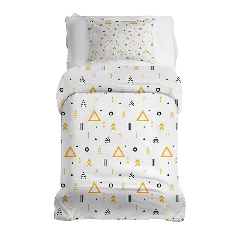 Set di biancheria da letto con coperte terapeutiche bianco con triangoli gialli