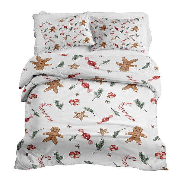 Set di biancheria da letto con coperta terapeutica bianca per il periodo natalizio