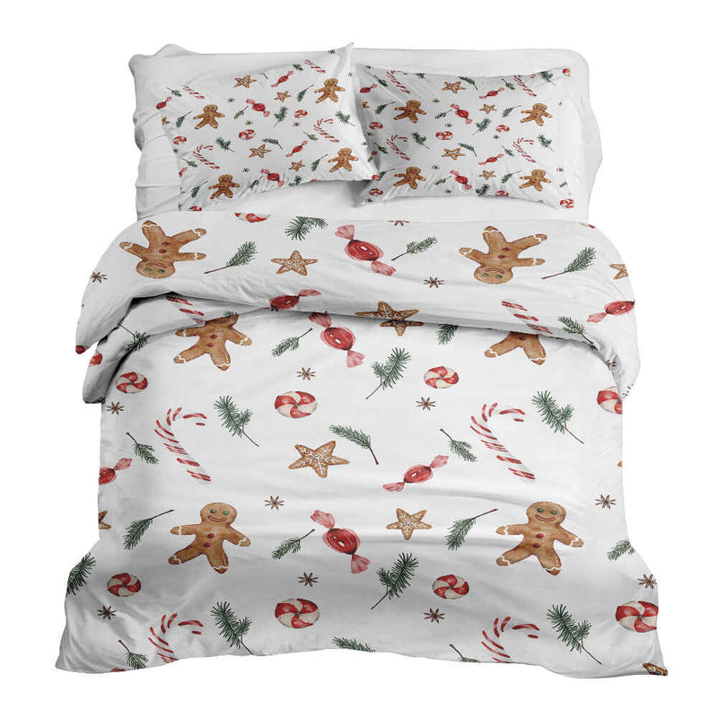 Set di biancheria da letto con coperta terapeutica bianca per il periodo natalizio