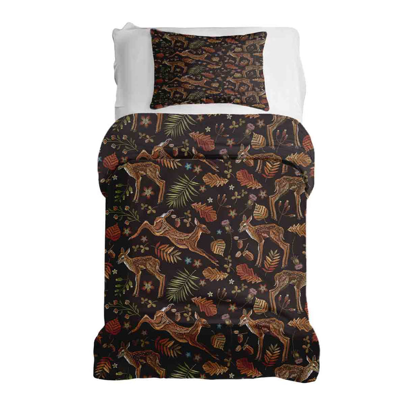 Set di biancheria da letto con coperta terapeutica marrone con cervo