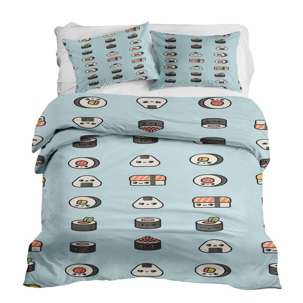 Set di biancheria da letto coperta terapeutica azzurro chiaro con sushi