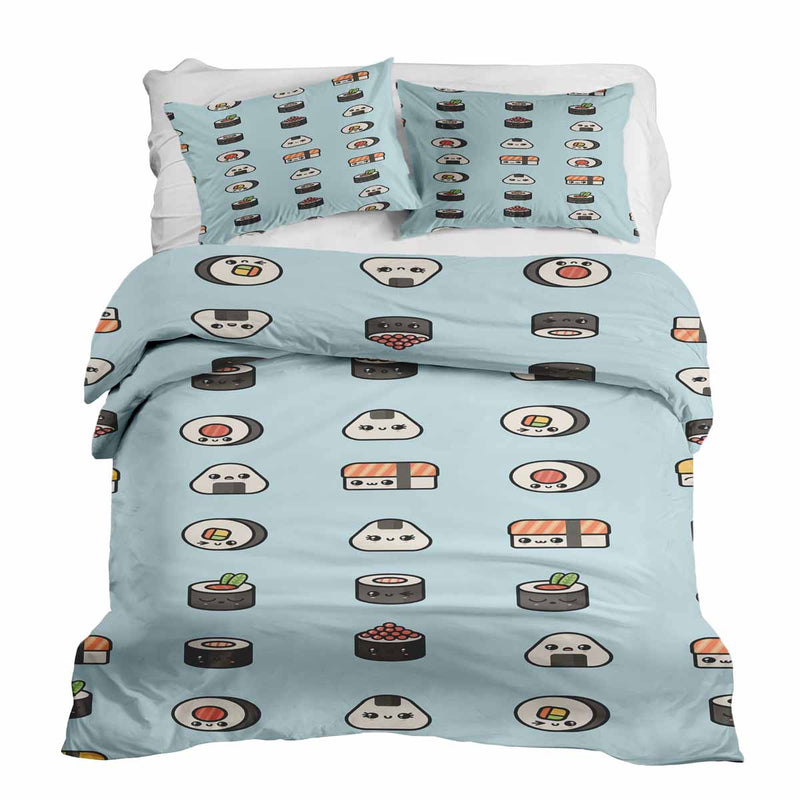 Set di biancheria da letto coperta terapeutica azzurro chiaro con sushi