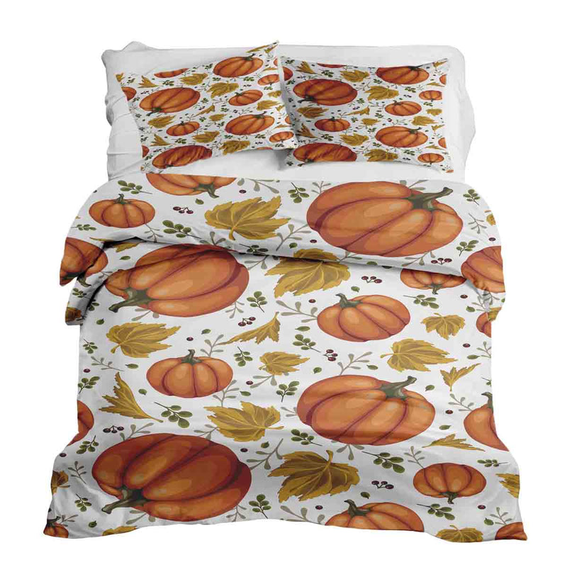 Set di biancheria da letto con coperte terapeutiche bianco con grandi zucche