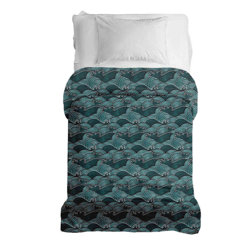 Coperta terapeutica originale - Rivestimento in cotone onde turchese-verde