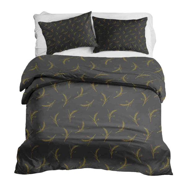 Set di biancheria da letto con coperta terapeutica grigia con grano