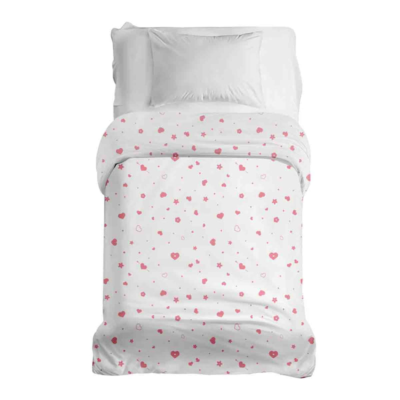 Coperta terapeutica originale - Rivestimento in cotone rosa con cuori e fiori