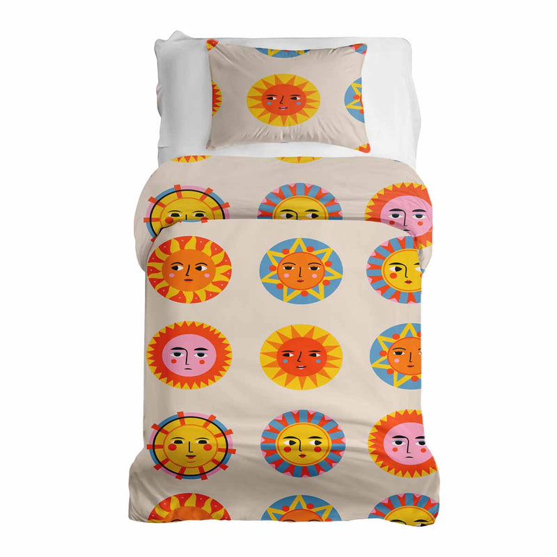 Set di biancheria da letto beige con sole per coperte terapeutiche