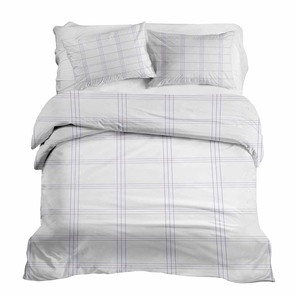Set di biancheria da letto con coperte terapeutiche bianco con strisce viola