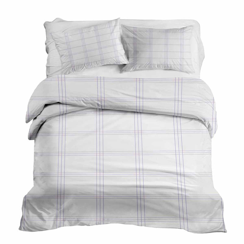 Set di biancheria da letto con coperte terapeutiche bianco con strisce viola