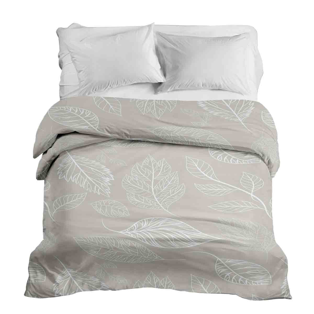 Coperta terapeutica originale - Rivestimento in cotone beige con foglie chiare
