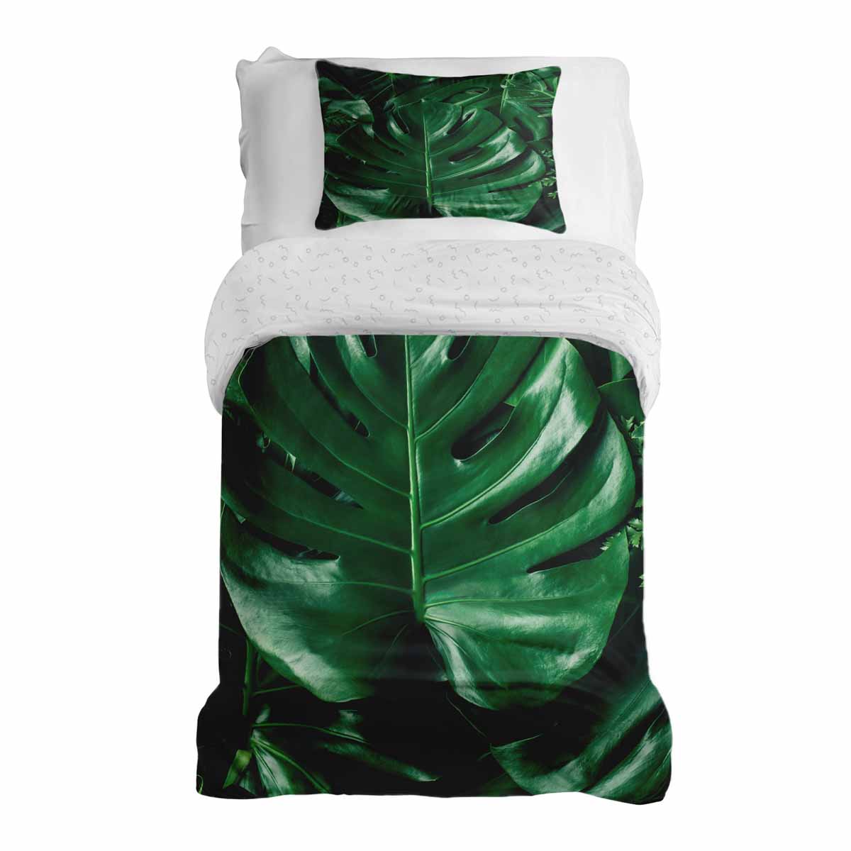 Set di biancheria da letto con coperta terapeutica e pianta Monstera