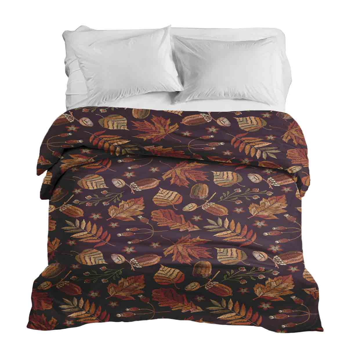 Coperta terapeutica originale - Rivestimento in cotone foglie autunnali marroni