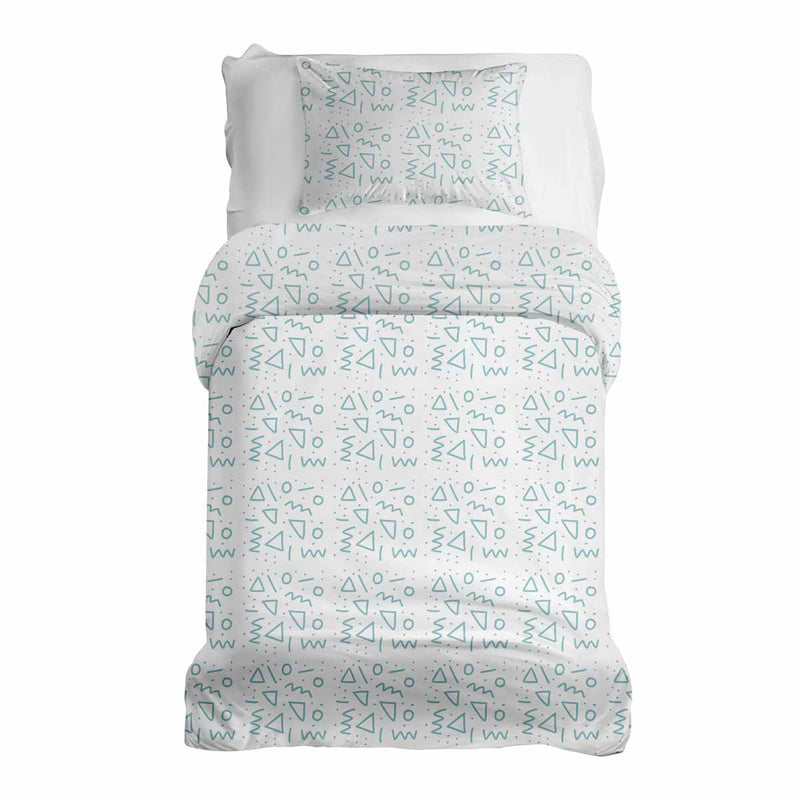Set di biancheria da letto con coperte terapeutiche bianco con forme blu