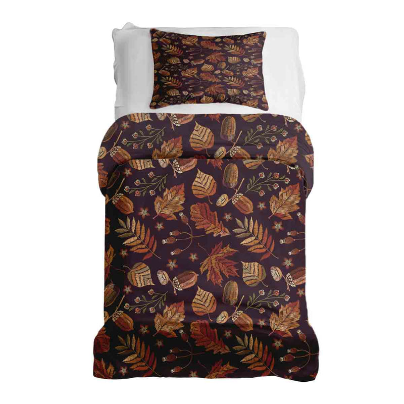 Set di biancheria da letto con coperte terapeutiche foglie autunnali marroni