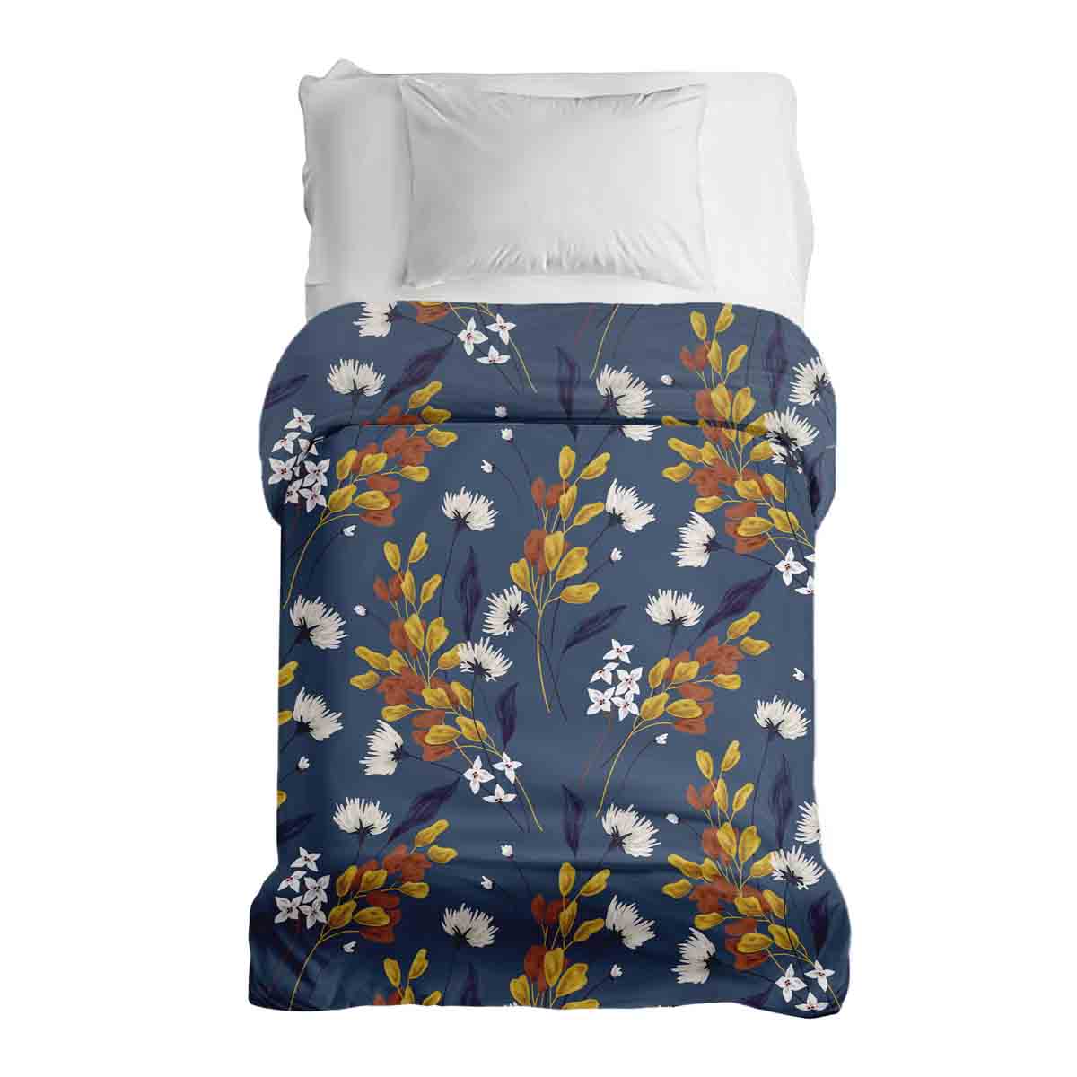 Coperta terapeutica originale - Rivestimento in cotone blu con mazzo di fiori