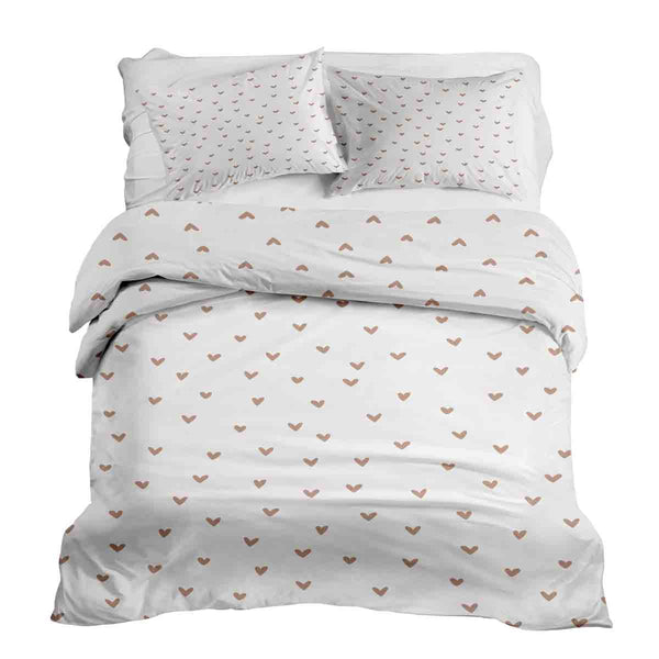 Set di biancheria da letto con coperta terapeutica bianca con cuoricini