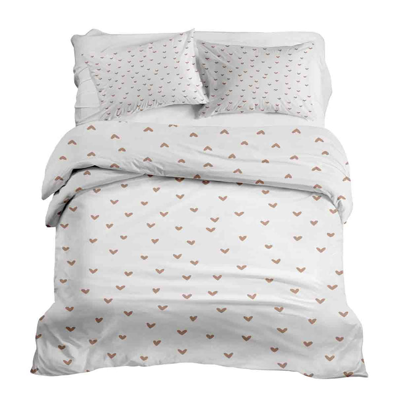 Set di biancheria da letto con coperta terapeutica bianca con cuoricini