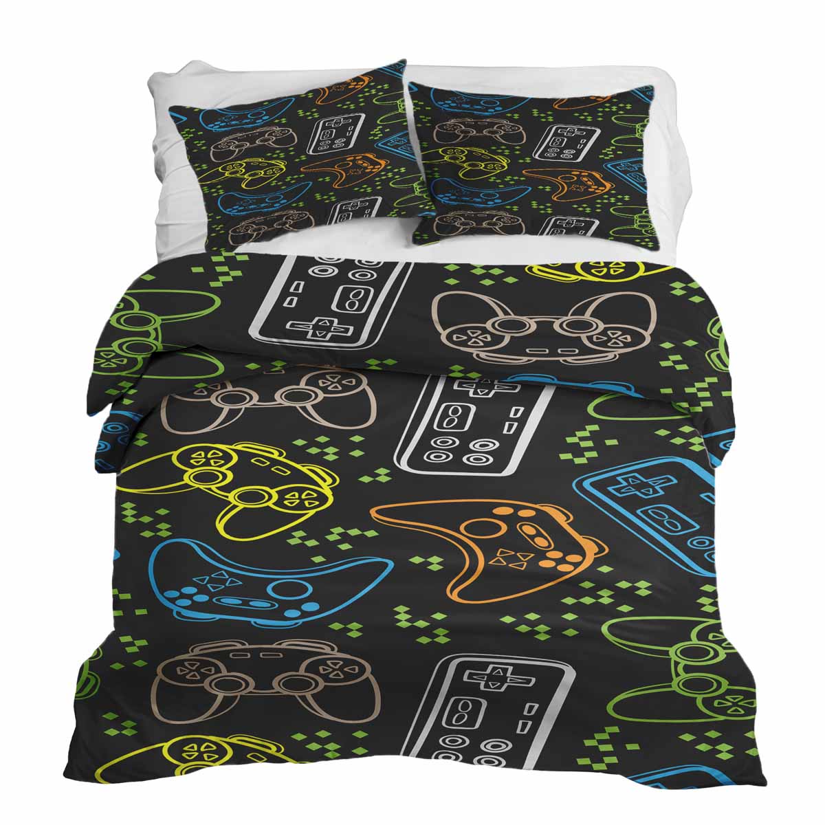 Set di biancheria da letto con coperte terapeutiche nero con console di gioco