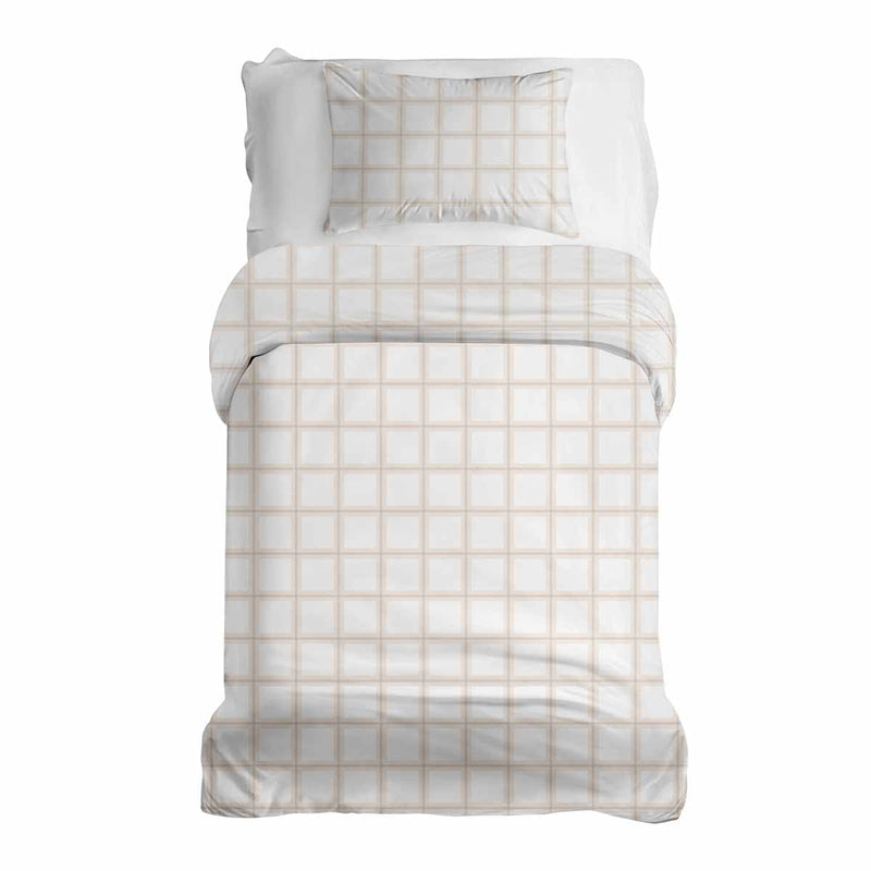 Set di biancheria da letto con coperta terapeutica arancione beige a quadri